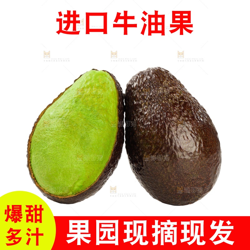 白底上的牛油果