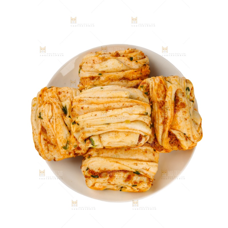 白底上的猪肉花卷