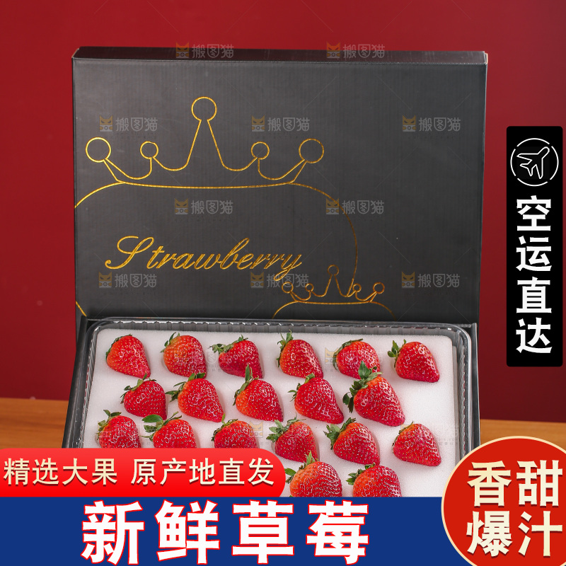 礼盒装的黑金刚草莓