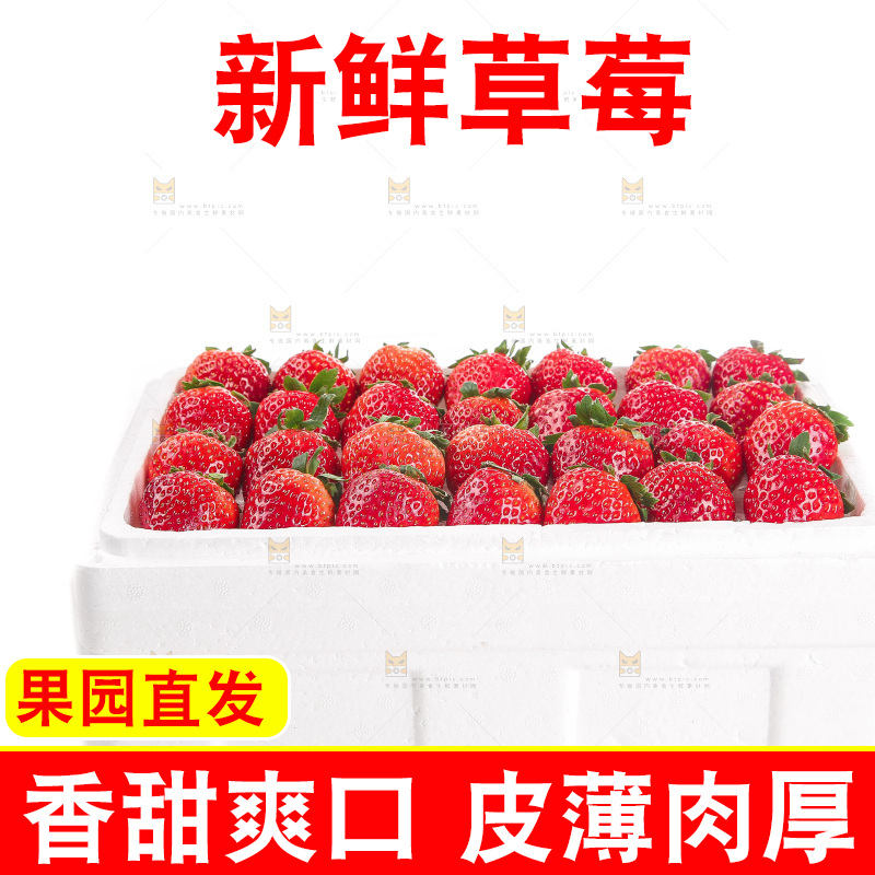 白底上的草莓