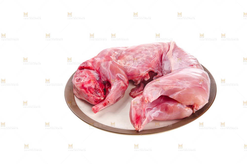 白底上的新鲜兔肉
