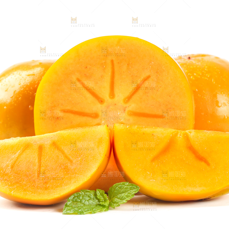 白底上的磨盘柿子