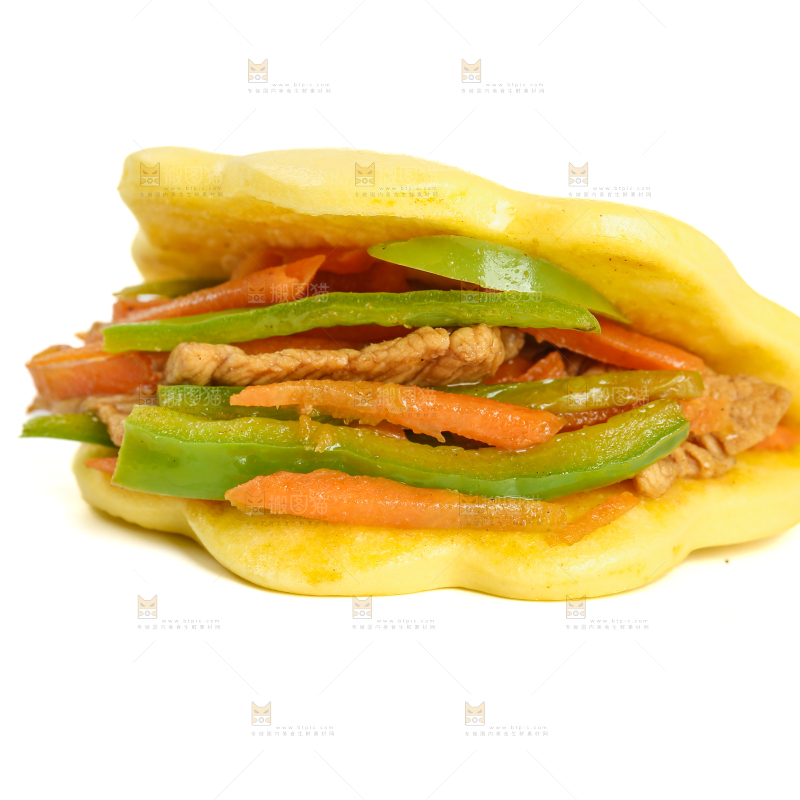荷叶饼夹青椒肉丝
