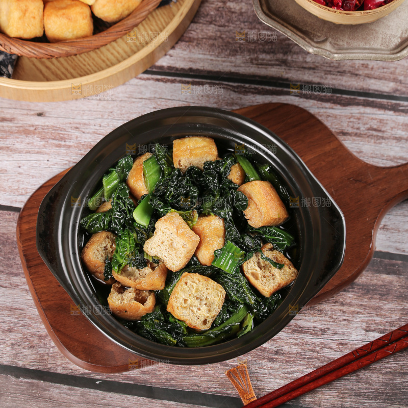豆泡炒青菜
