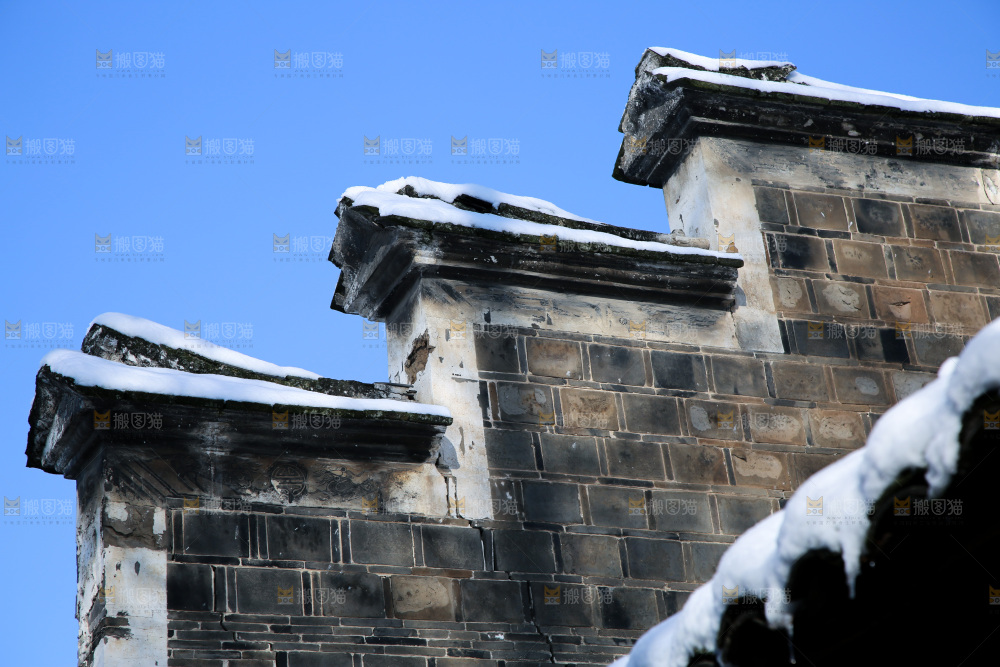 村落雪景下雪