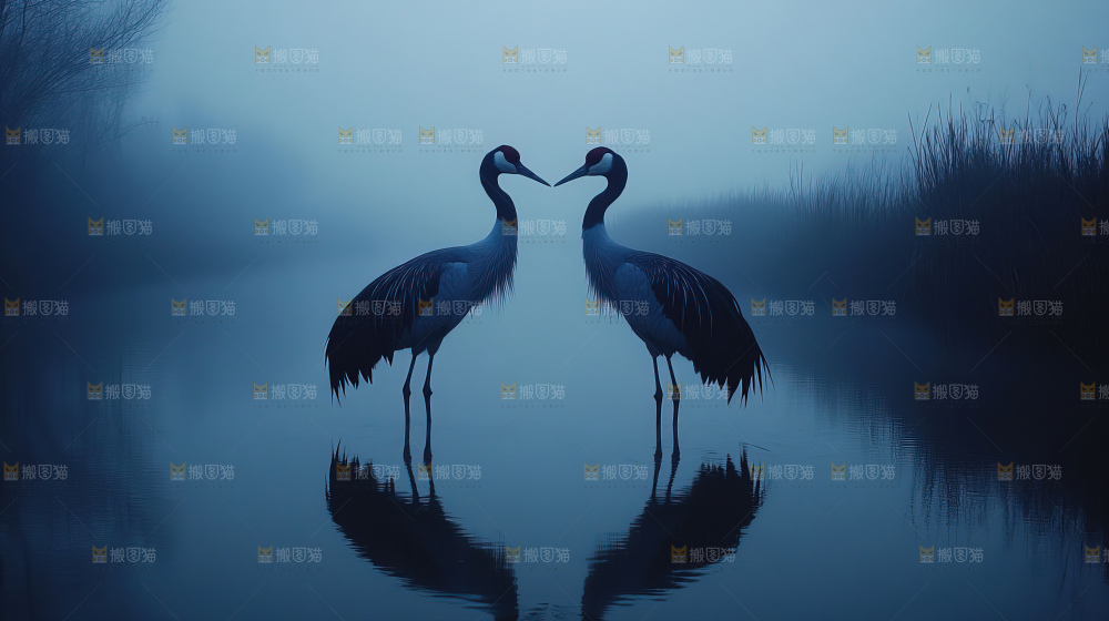 飞鸟湿地栖息鸟类生态水域风景