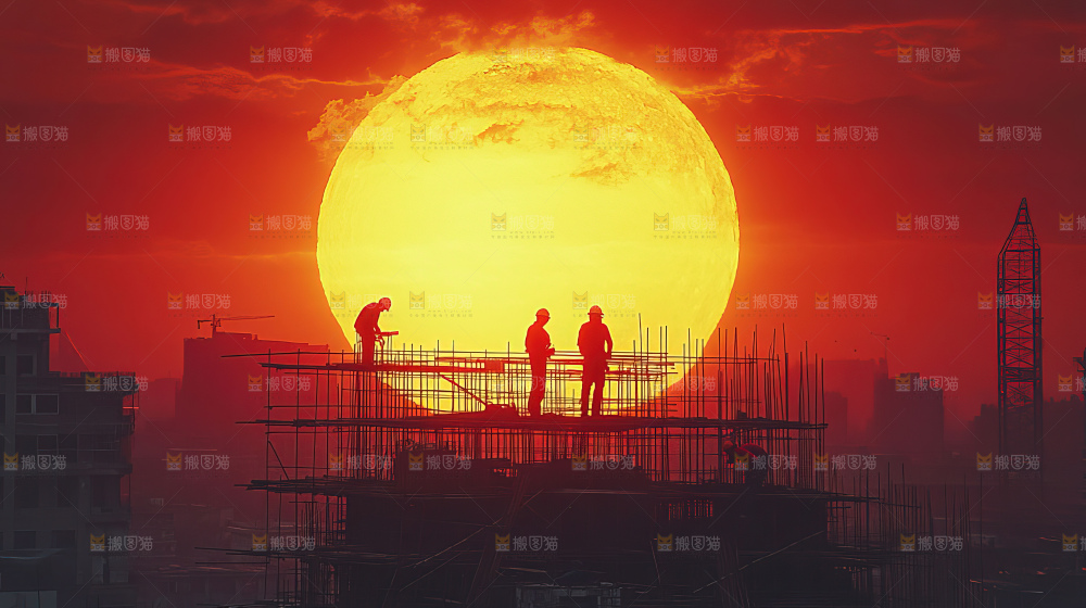 城市建设发展工地工人团队企业概念