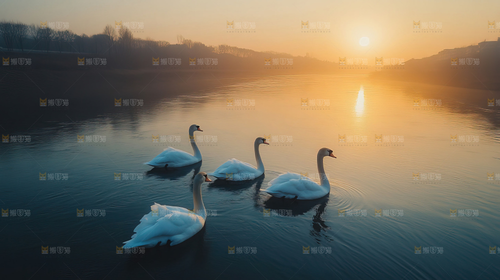 飞鸟湿地栖息鸟类生态水域风景