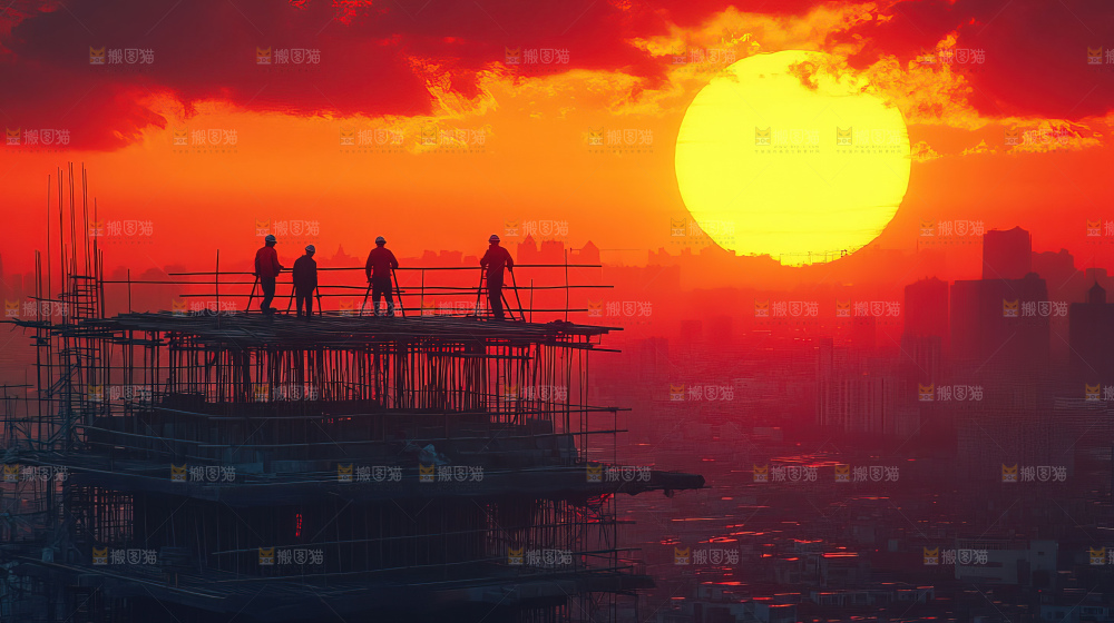 城市建设发展工地工人团队企业概念