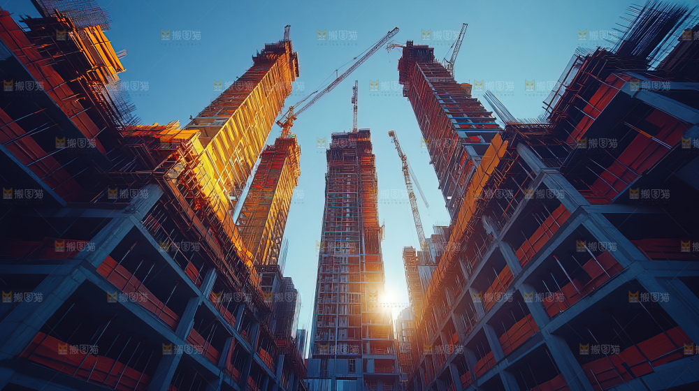 城市建设发展工地工人团队企业概念