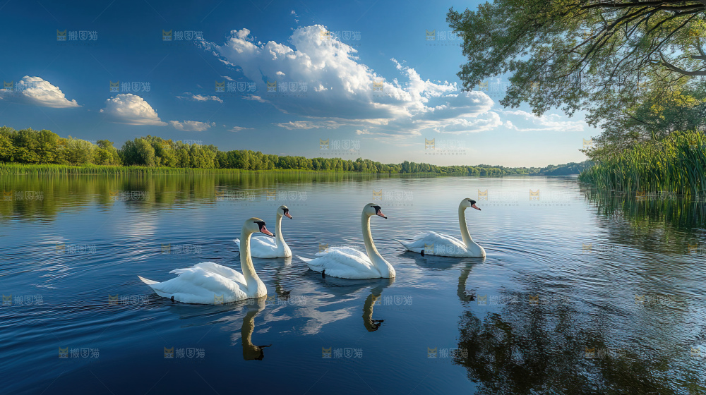 飞鸟湿地栖息鸟类生态水域风景