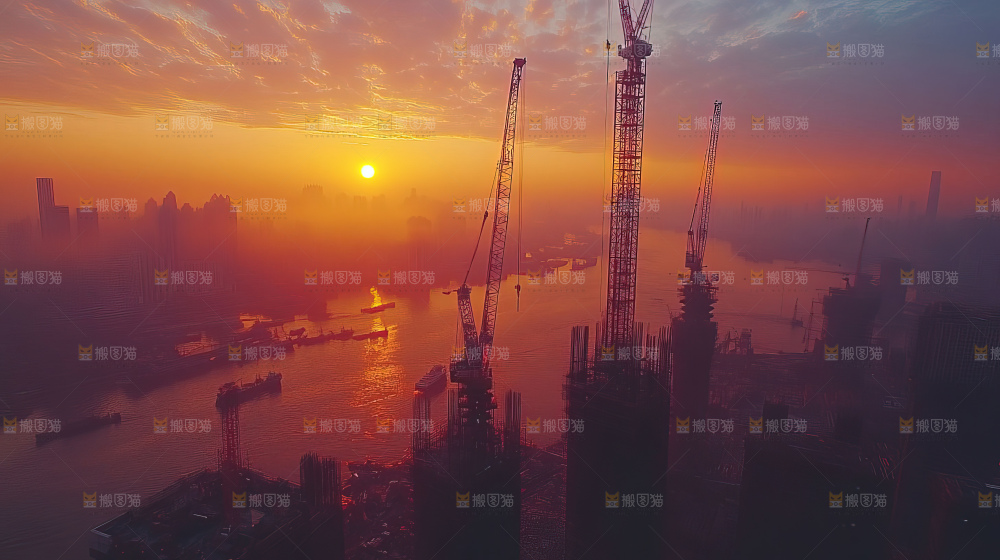 城市建设发展工地工人团队企业概念
