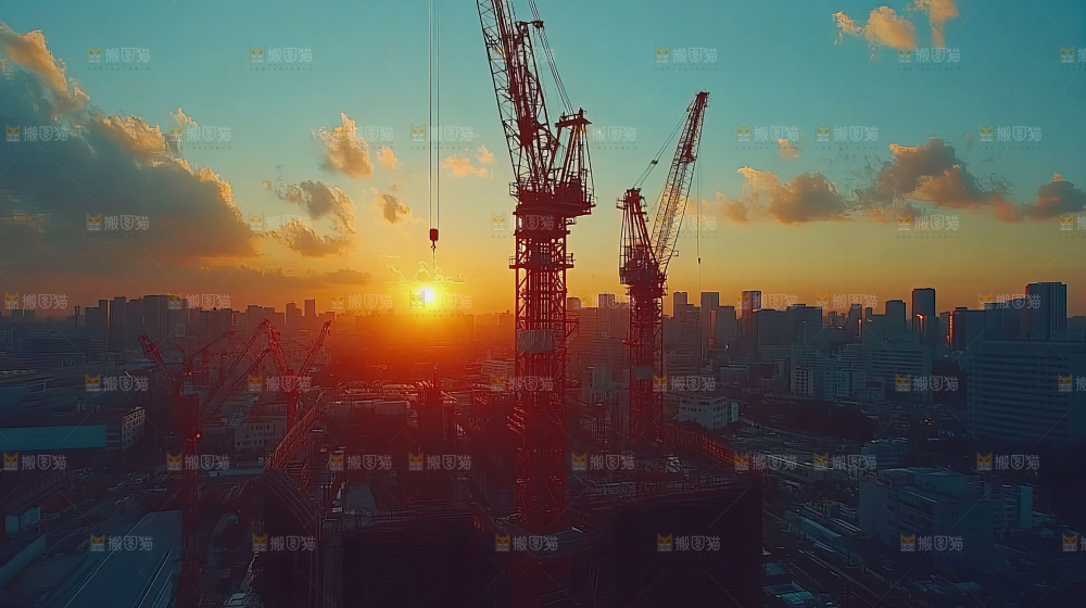 城市建设发展工地工人团队企业概念