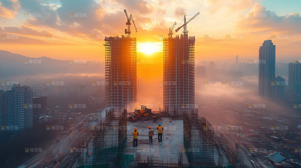 城市建设发展工地工人向上国富民强