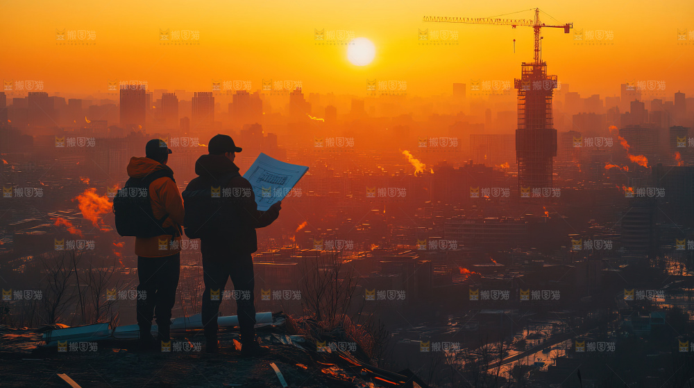 城市建设发展工地工人向上国富民强
