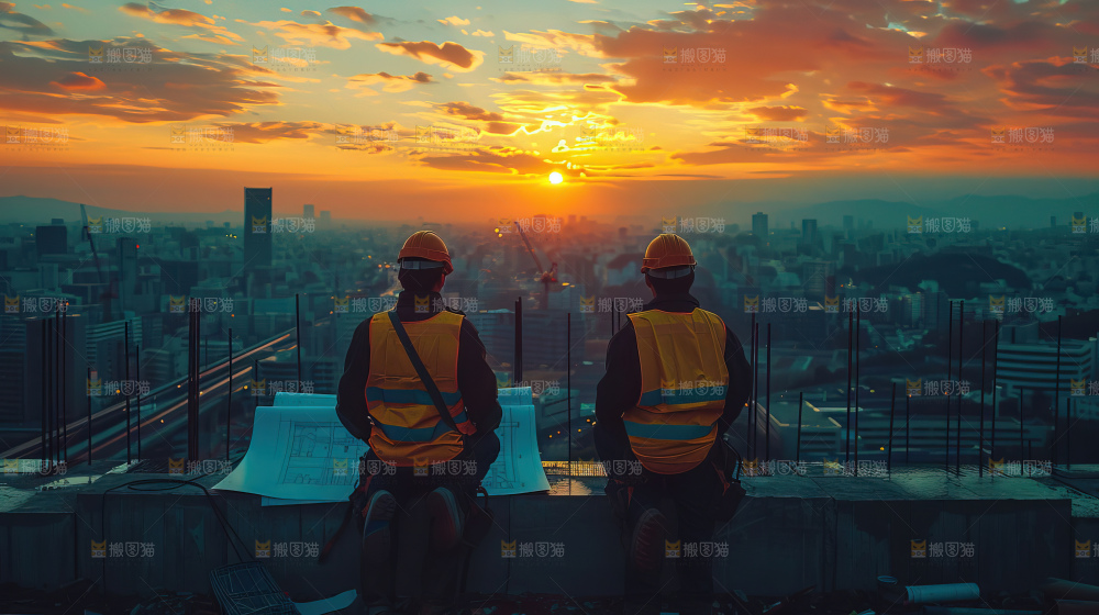 城市建设发展工地工人向上国富民强