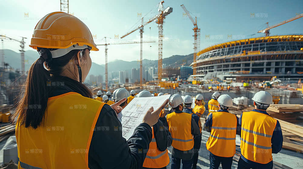 城市建设发展工地工人向上国富民强