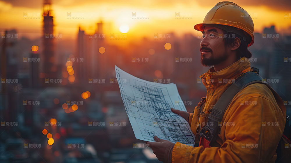 城市建设发展工地工人向上国富民强