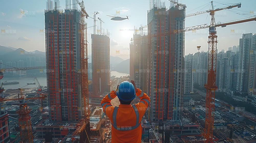 城市建设发展工地工人向上国富民强
