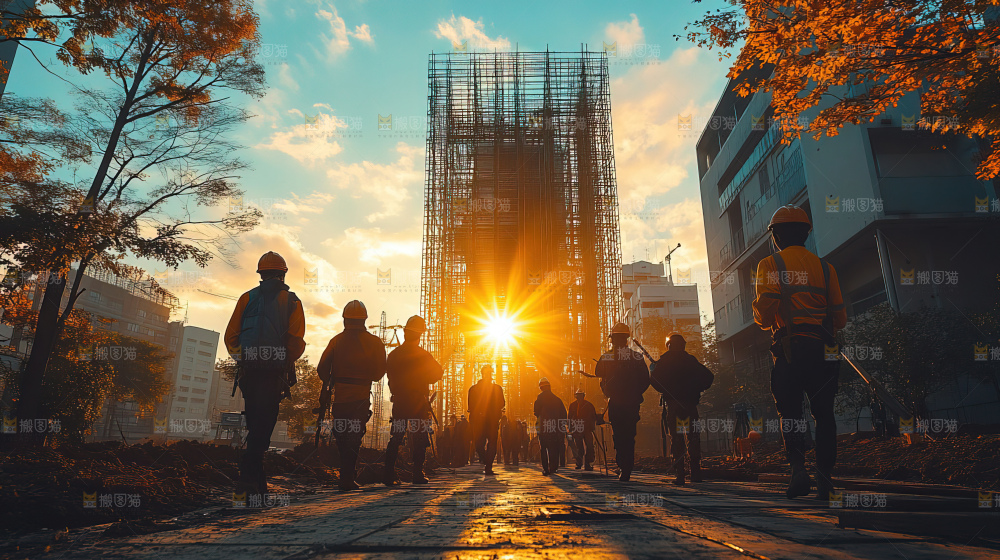 城市建设发展工地工人向上国富民强