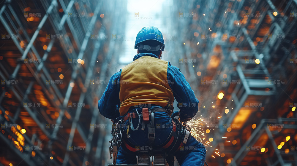 城市建设发展工地工人向上国富民强