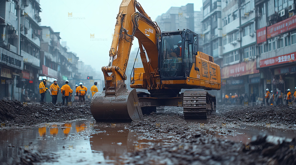 城市建设发展工地工人向上国富民强