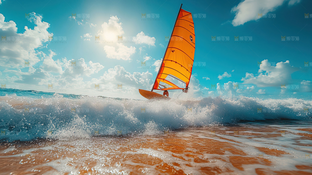 帆船运动海浪波浪激励奋斗拼搏