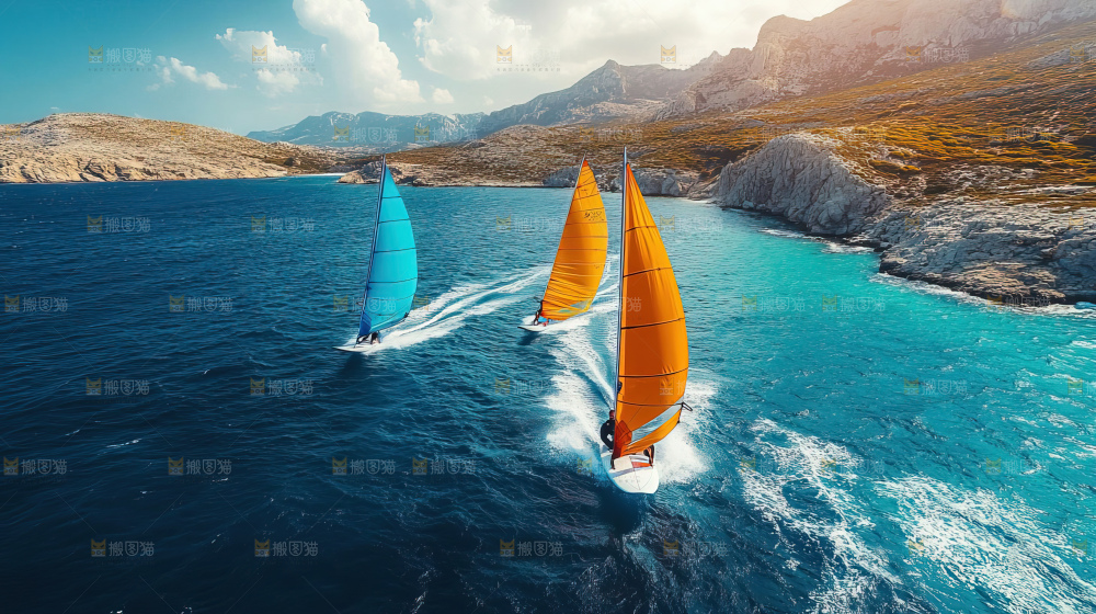 帆船运动海浪波浪激励奋斗拼搏
