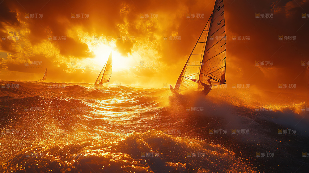 帆船运动海浪波浪激励奋斗拼搏
