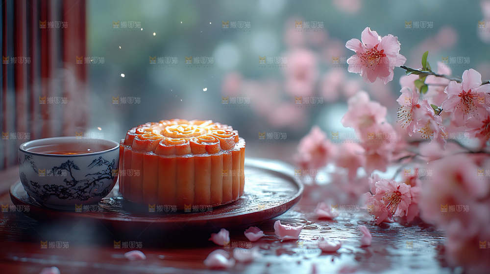 中秋素材团圆花灯月饼荷花灯赏月