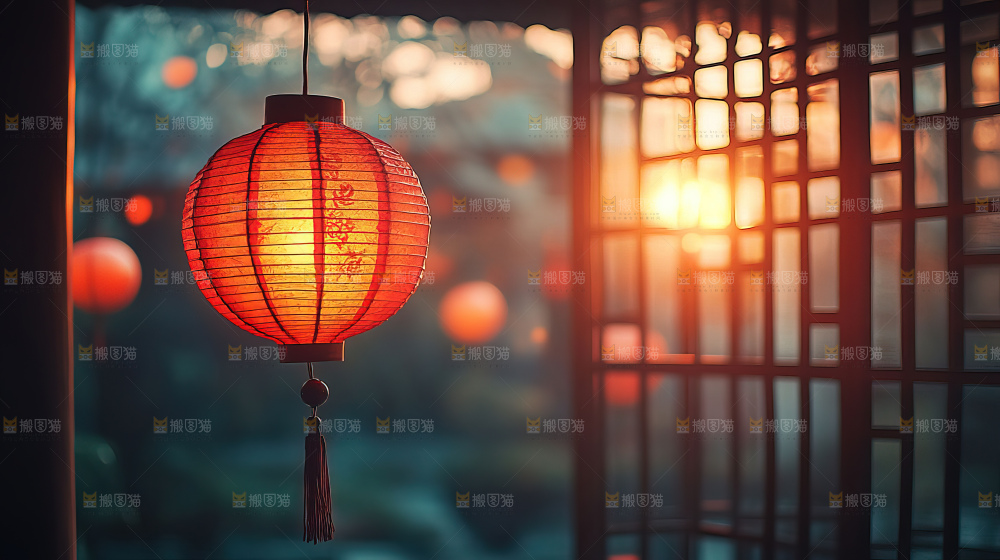 中秋素材团圆花灯月饼荷花灯赏月
