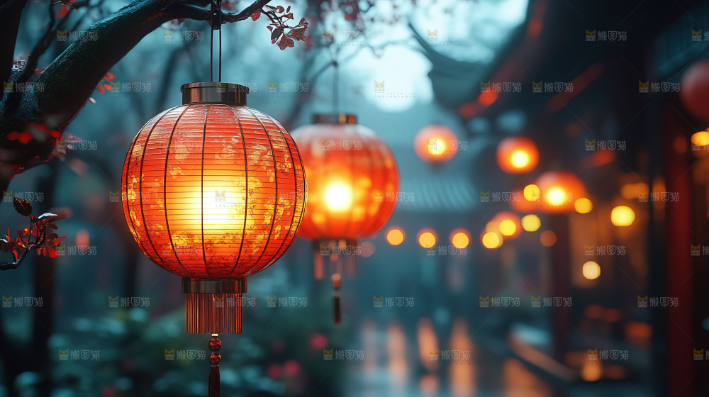 中秋素材团圆花灯月饼荷花灯赏月