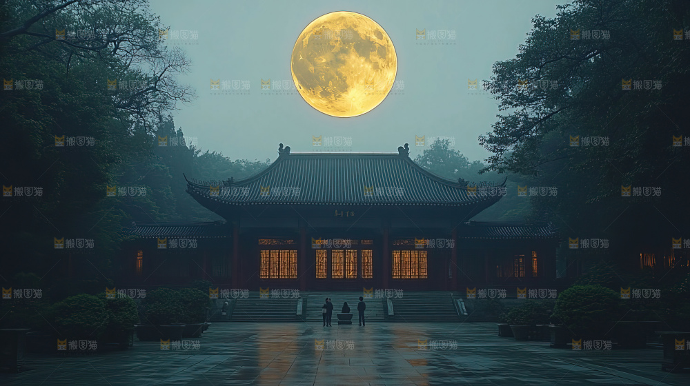 中秋素材团圆花灯月饼荷花灯赏月