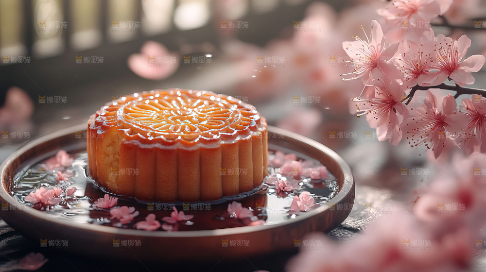 中秋素材团圆花灯月饼荷花灯赏月