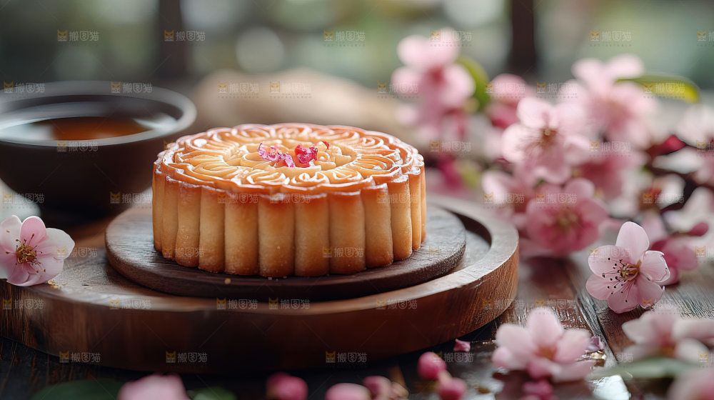 中秋素材团圆花灯月饼荷花灯赏月