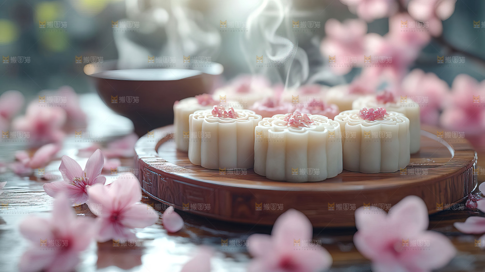 中秋素材团圆花灯月饼荷花灯赏月