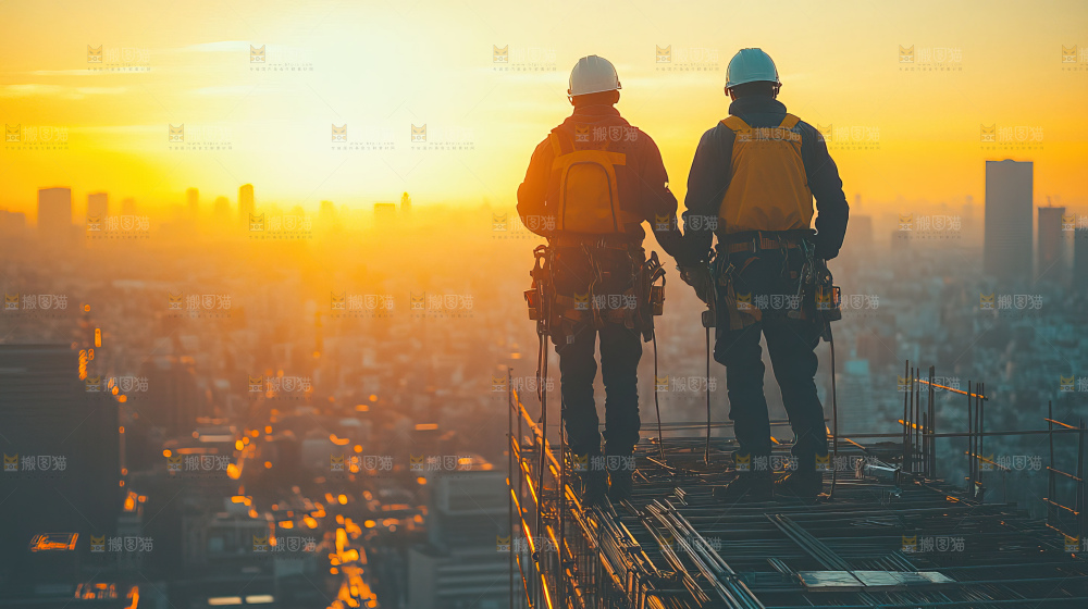 城市建设发展工地工人团队企业概念