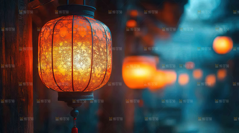 中秋素材团圆花灯月饼荷花灯赏月