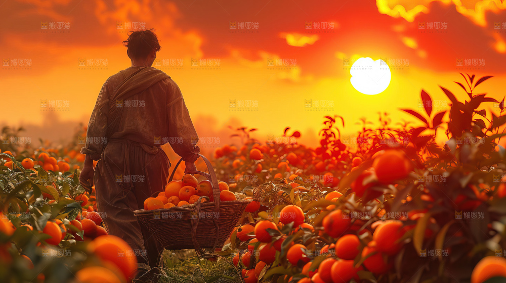 橘子园柑橘果园采摘硕果累累三农