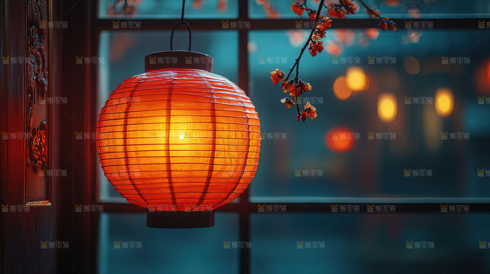 中秋素材团圆花灯月饼荷花灯赏月