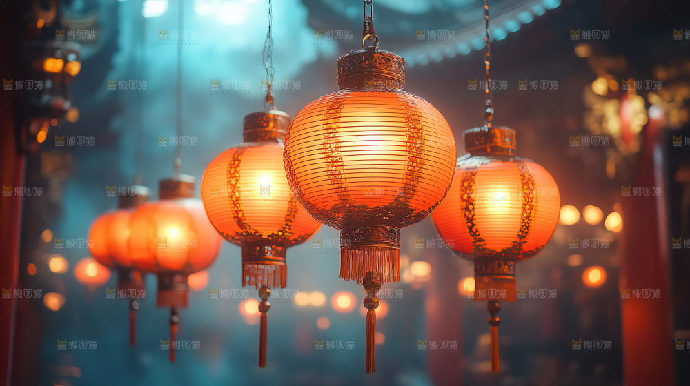 中秋素材团圆花灯月饼荷花灯赏月