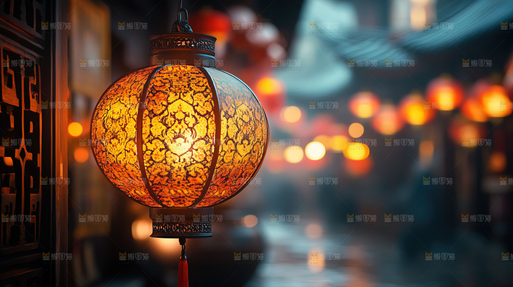 中秋素材团圆花灯月饼荷花灯赏月