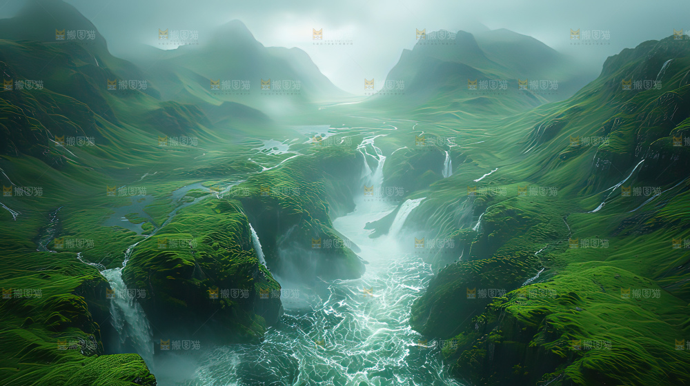 湍急 水流 波涛汹涌向上前行