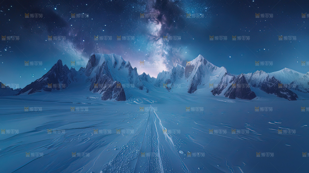 雪山星空银河攀登冒险团队