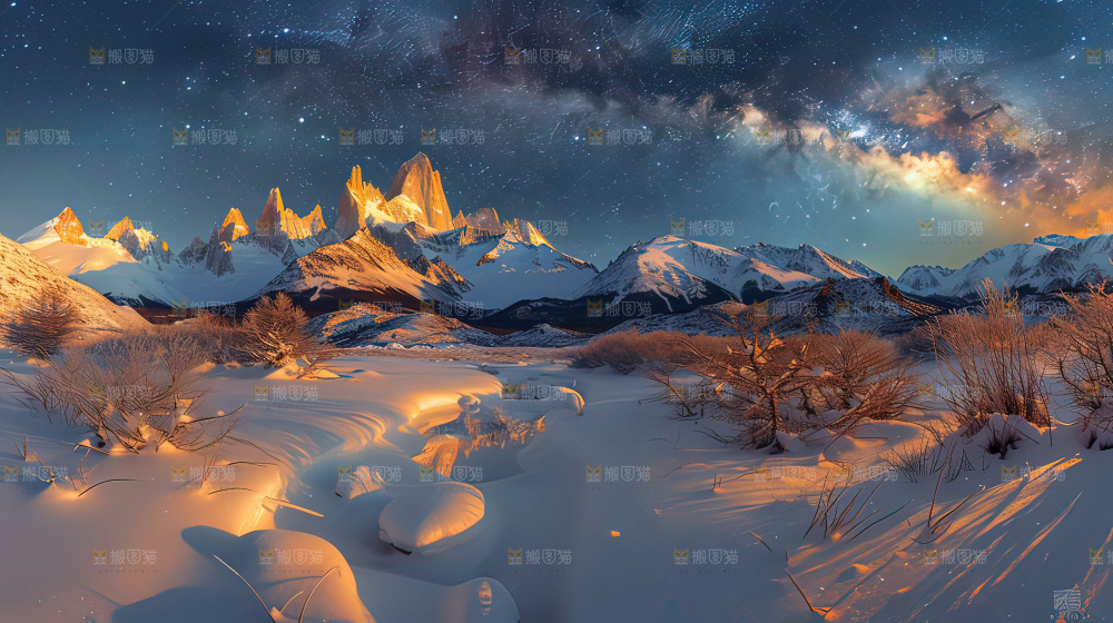 雪山星空银河攀登冒险团队