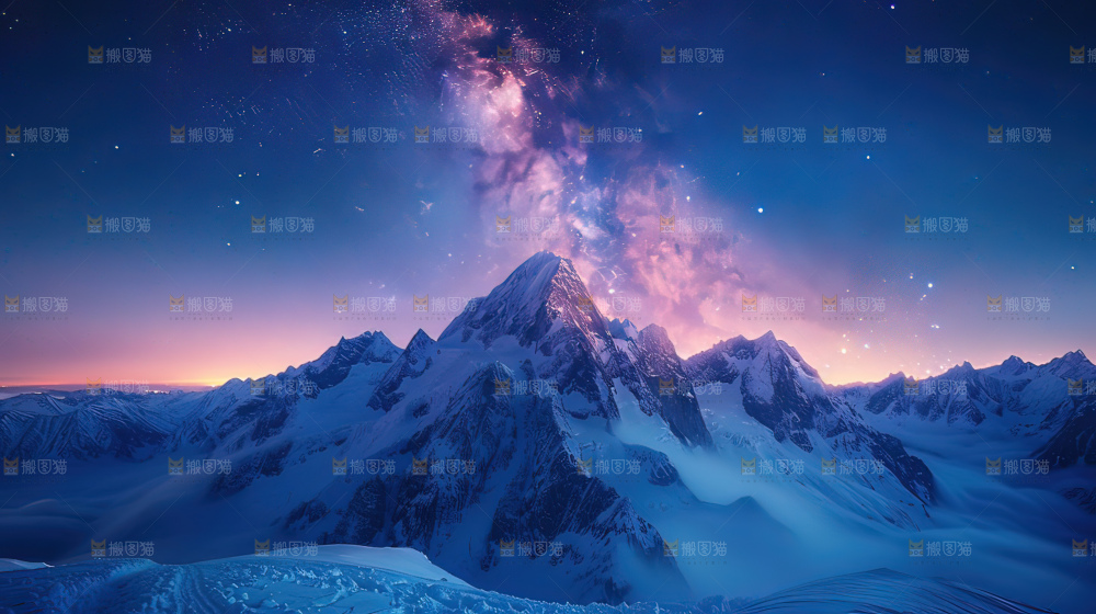 雪山星空银河攀登冒险团队