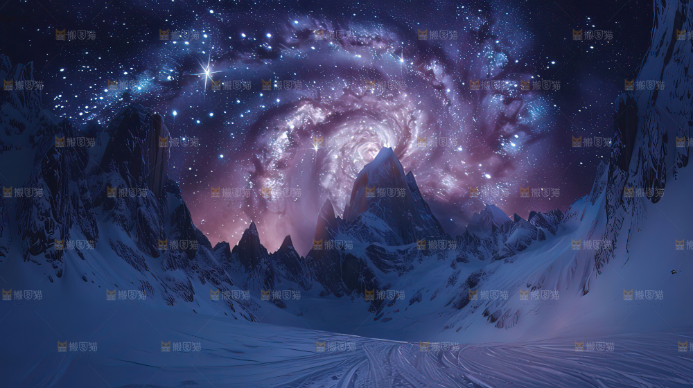 雪山星空银河攀登冒险团队