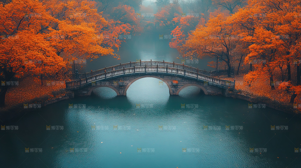 秋日落叶景观场景建筑素材