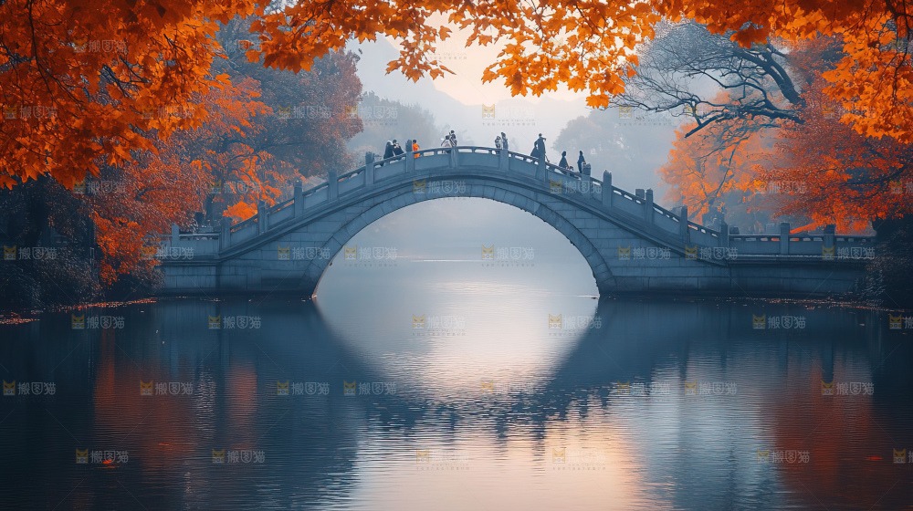秋日落叶景观场景建筑素材