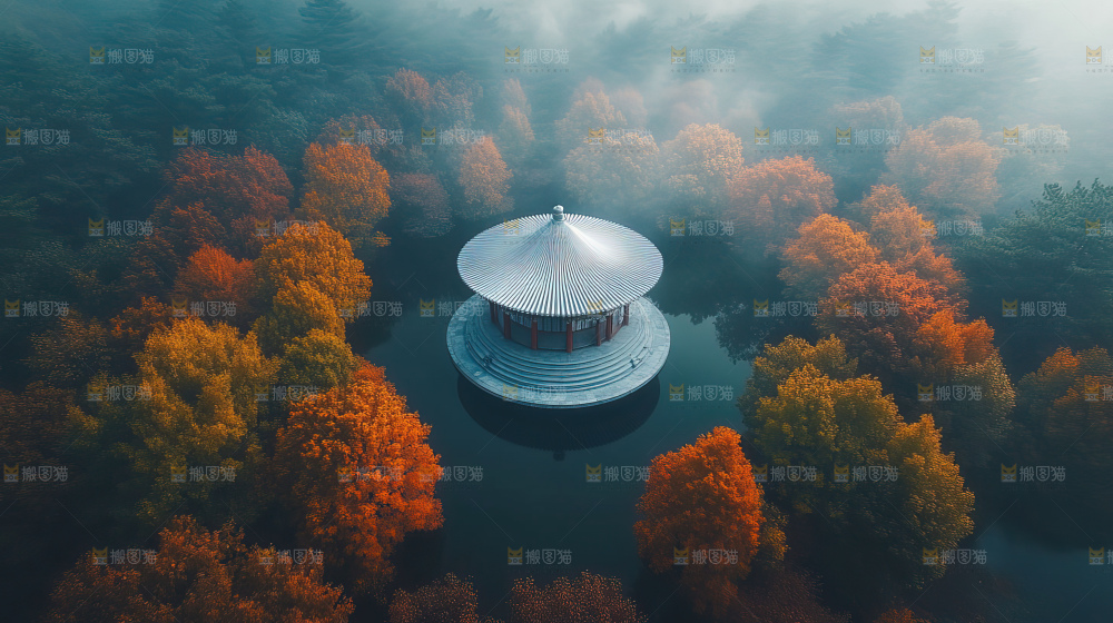 秋日落叶景观场景建筑素材